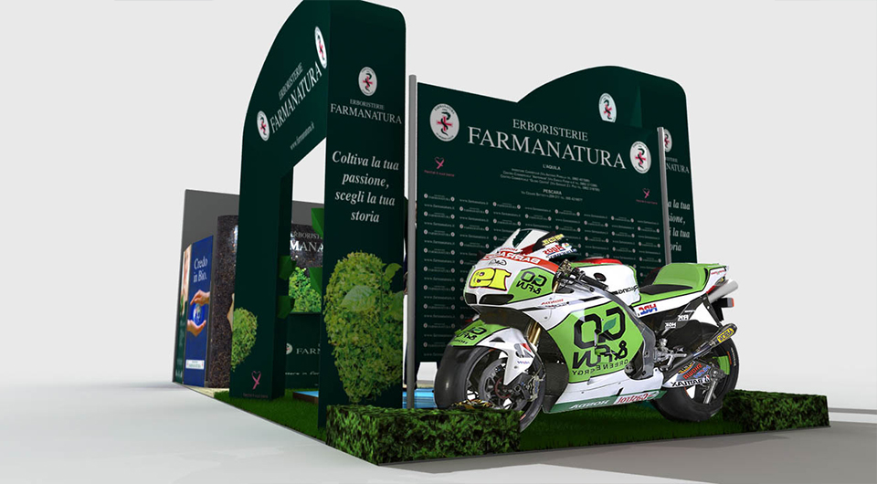 Progettazione e Rendering 3d Stand Aziendale Farmanatura