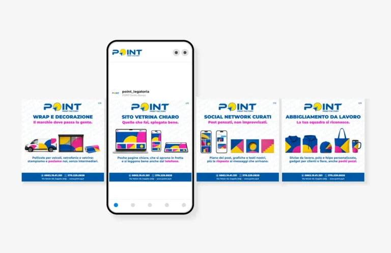 Post social realizzati per POINT Centro Stampa