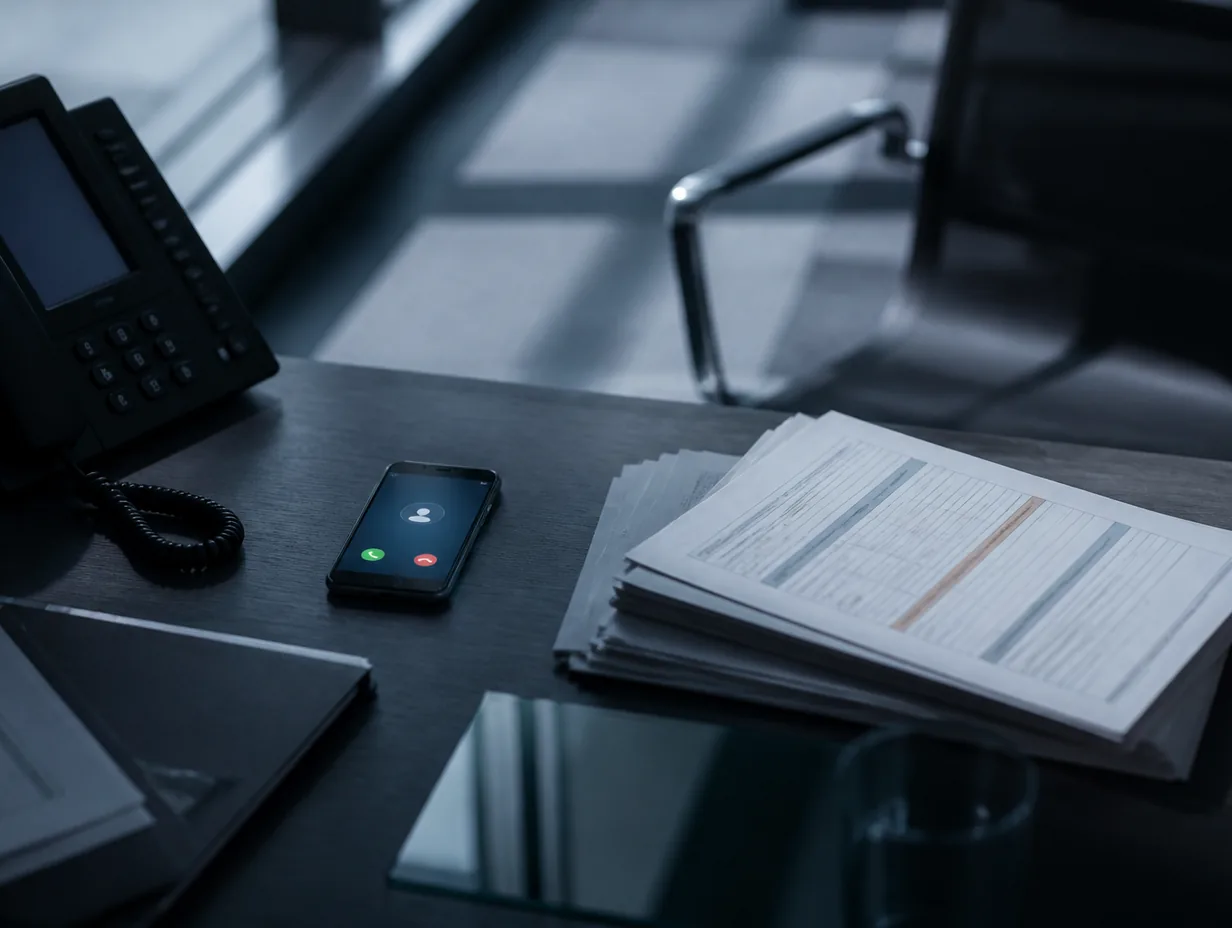 Scrivania con il telefono che squilla e i preventivi ancora fermi